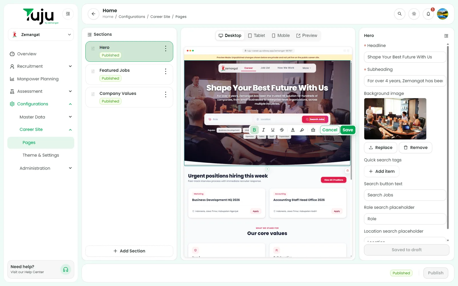 Company Career Page